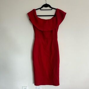 Zara ruffled off the shoulder size small fitted goes to your knees. Worn once.